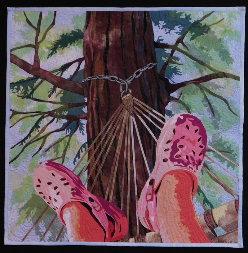 Fir Tree Hideaway - 32"x32" - I have a wonderful hammock hidden in the fir trees where I go and read. This is my view. 