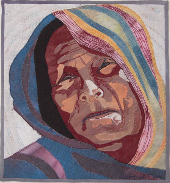 Morelia Project - Yakima's Sister City Fabric Art  On the road up to Aracurio we met this woman. I love the weathered look of older faces and knew I'd need to turn this one into art.