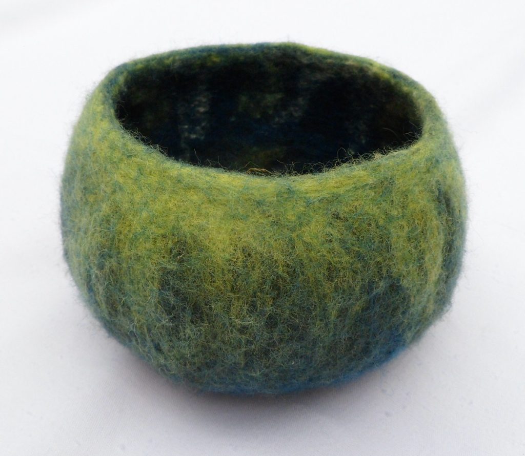 Little green bowl - Wet Felting class finished product.