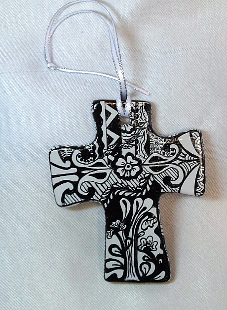 CR1320b- Double sided hand painted cross.
