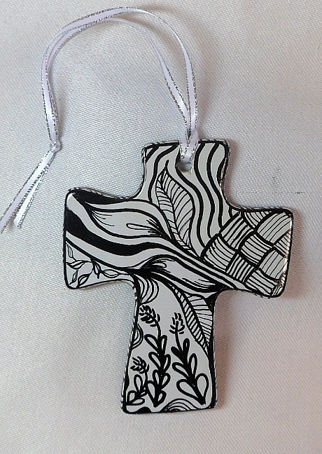 CR1325a - Double sided hand painted cross.