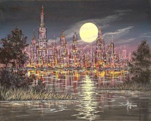 Moon City Acrylic on Canvas 16 x 20" unframed $320