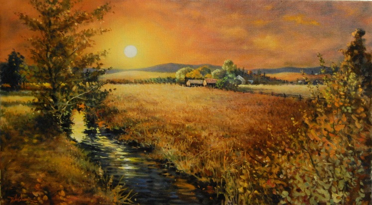 "Setting Sun Over Cowiche" 20” x 36” $1,500