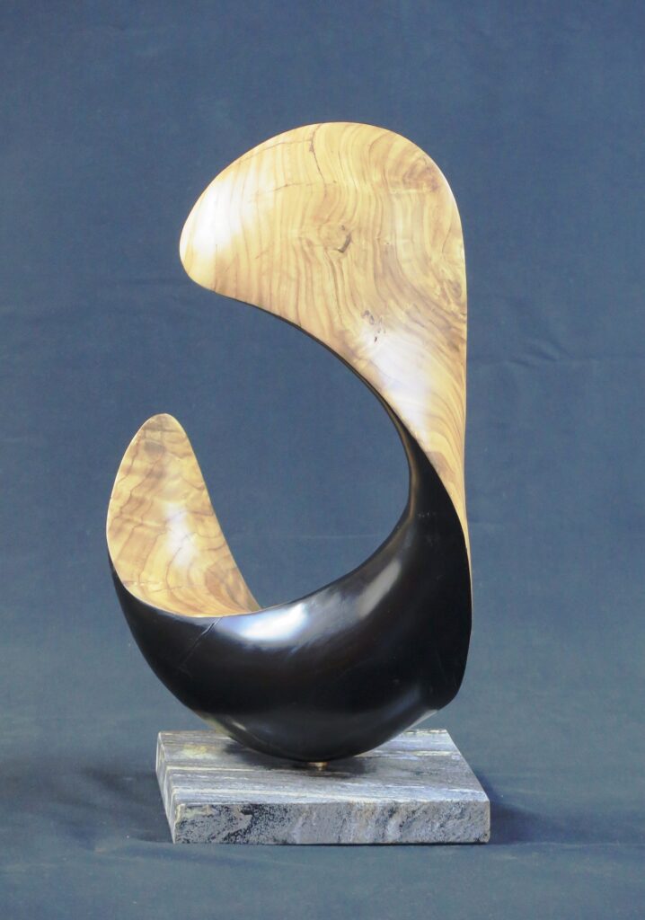 Over and Around, Chestnut on marble base (Rotates),18x11x8", $930