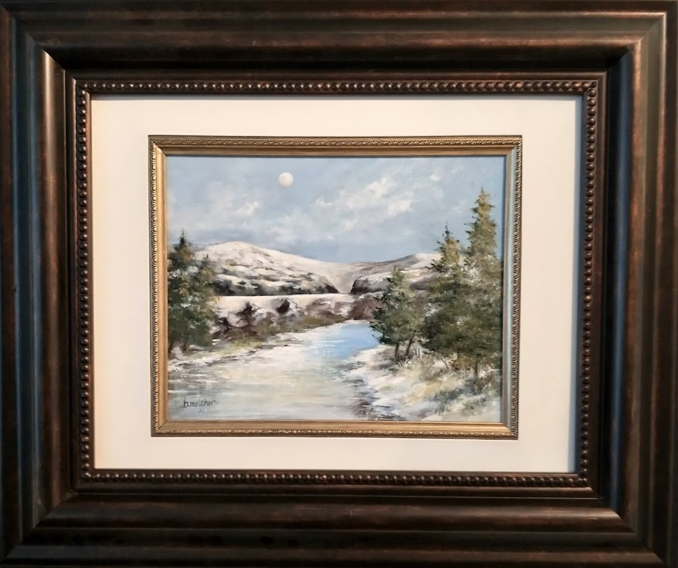 Winter Moonrise 8 by 10" plus frame, $180