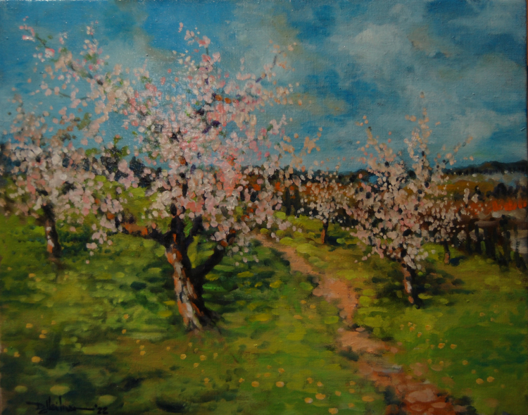 Hillside Spring Orchard Oil ~ 16"x20"