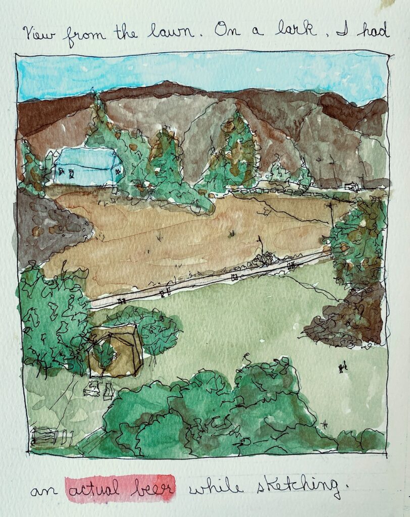 Urban Sketching Yakima! at Cowiche Creek Brewing Company on Thompson Road. Such a fun place to sketch. The views from their lawn are gorgeous.