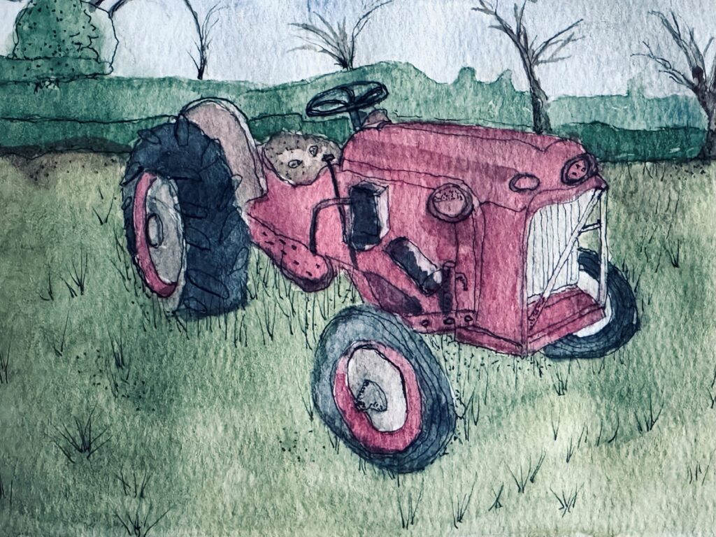 Another sketchbook image - one of the many rusty, vintage tractors found all over this valley