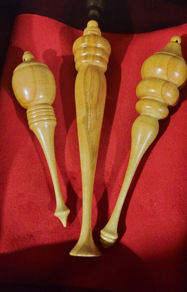 Christmas Ornaments 2: Solid maple and birch icicle ornaments.