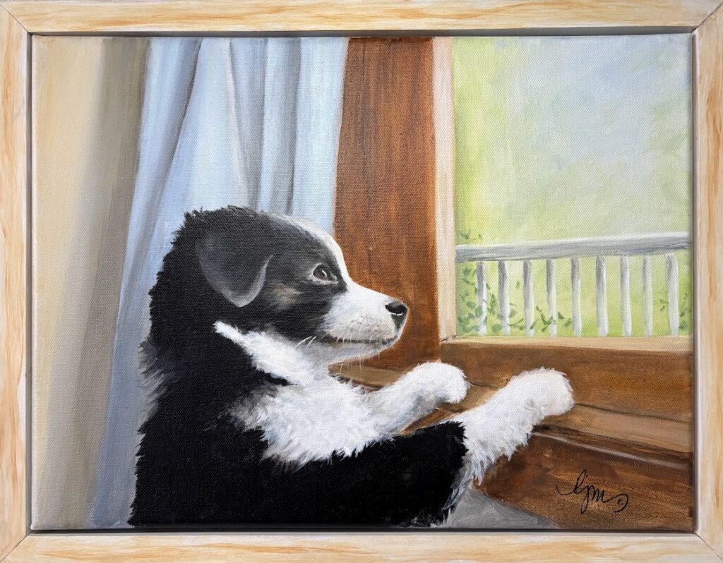 "Waiting for My Peeps"  12" x 16" excluding the frame 