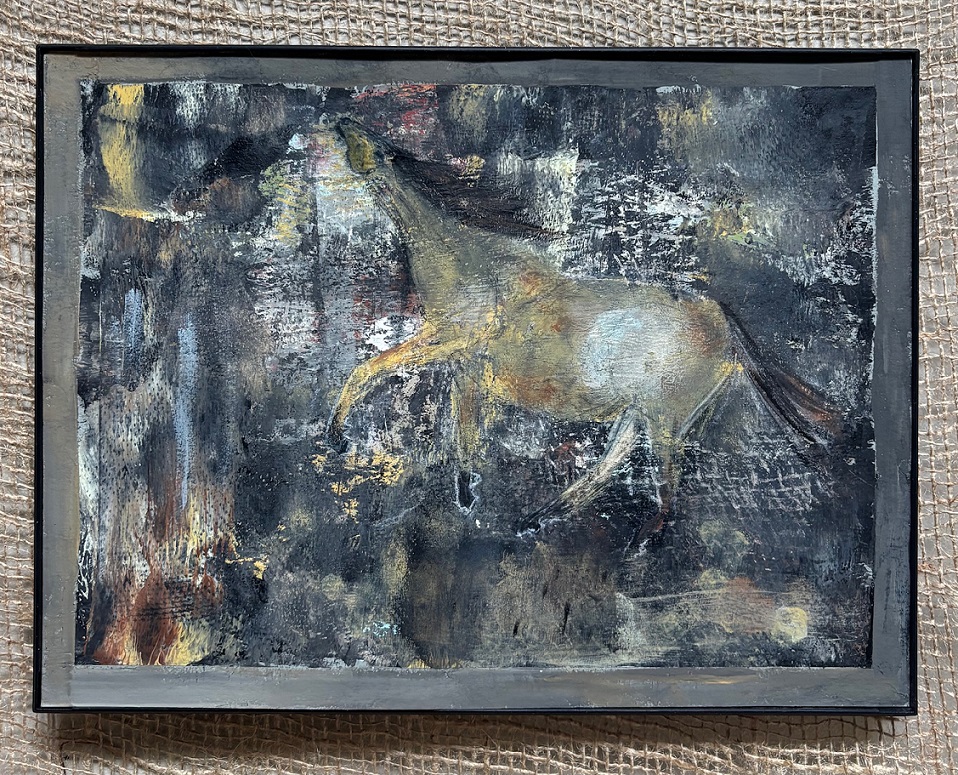 Horses know about their 40 million year old history in N. America. Certainly beats our 30 thousand. Acrylic on paper. $75