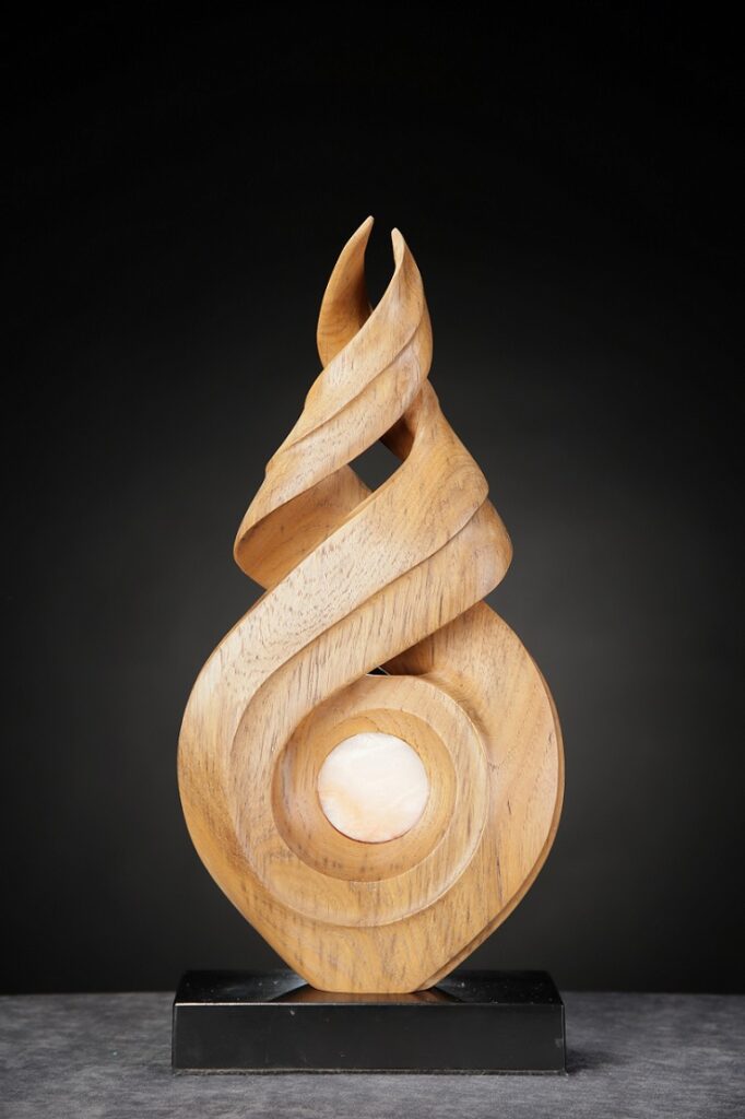 Peace Flame, 15x7x2, Teak