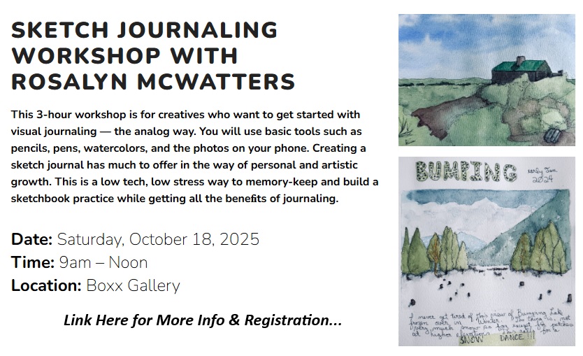 Sketch Journaling
Workshop with
Rosalyn McWatters