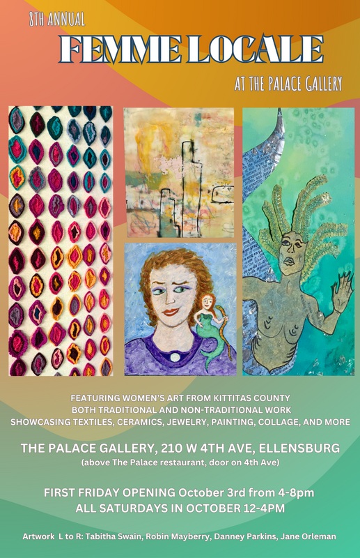 The Palace Gallery is located at 210 W 4th Ave, upstairs above The Palace Cafe. Look for our new yellow and black signs at the corner and by the door.