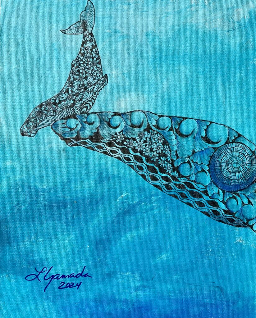 Zentangle Whale and Calf